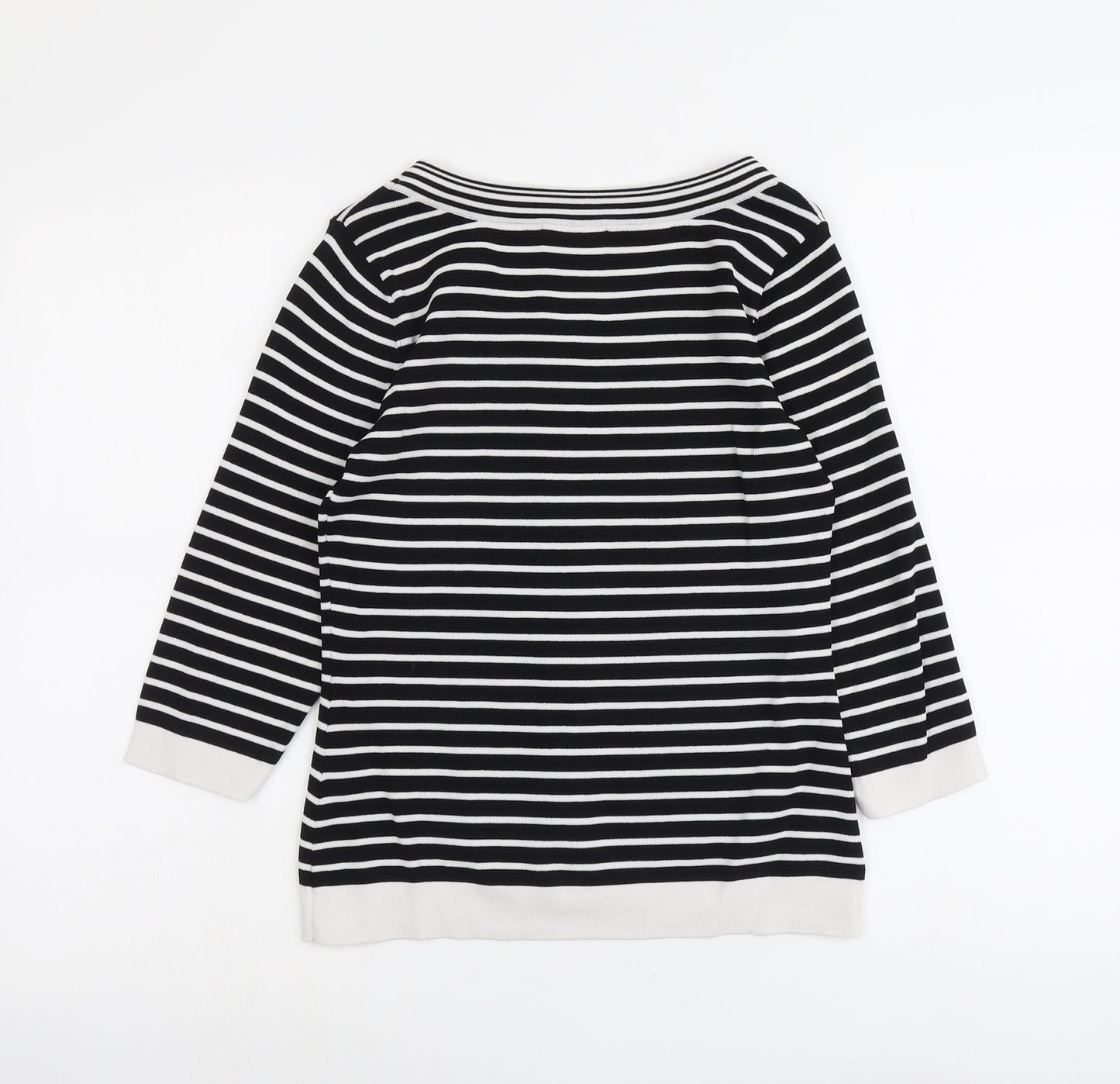 Sky Womens Black Scoop Neck Striped Viscose Pullover Jumper Size XS