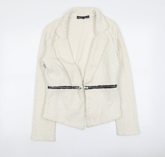 Mela London Womens Ivory Jacket Size 12 Hook & Eye