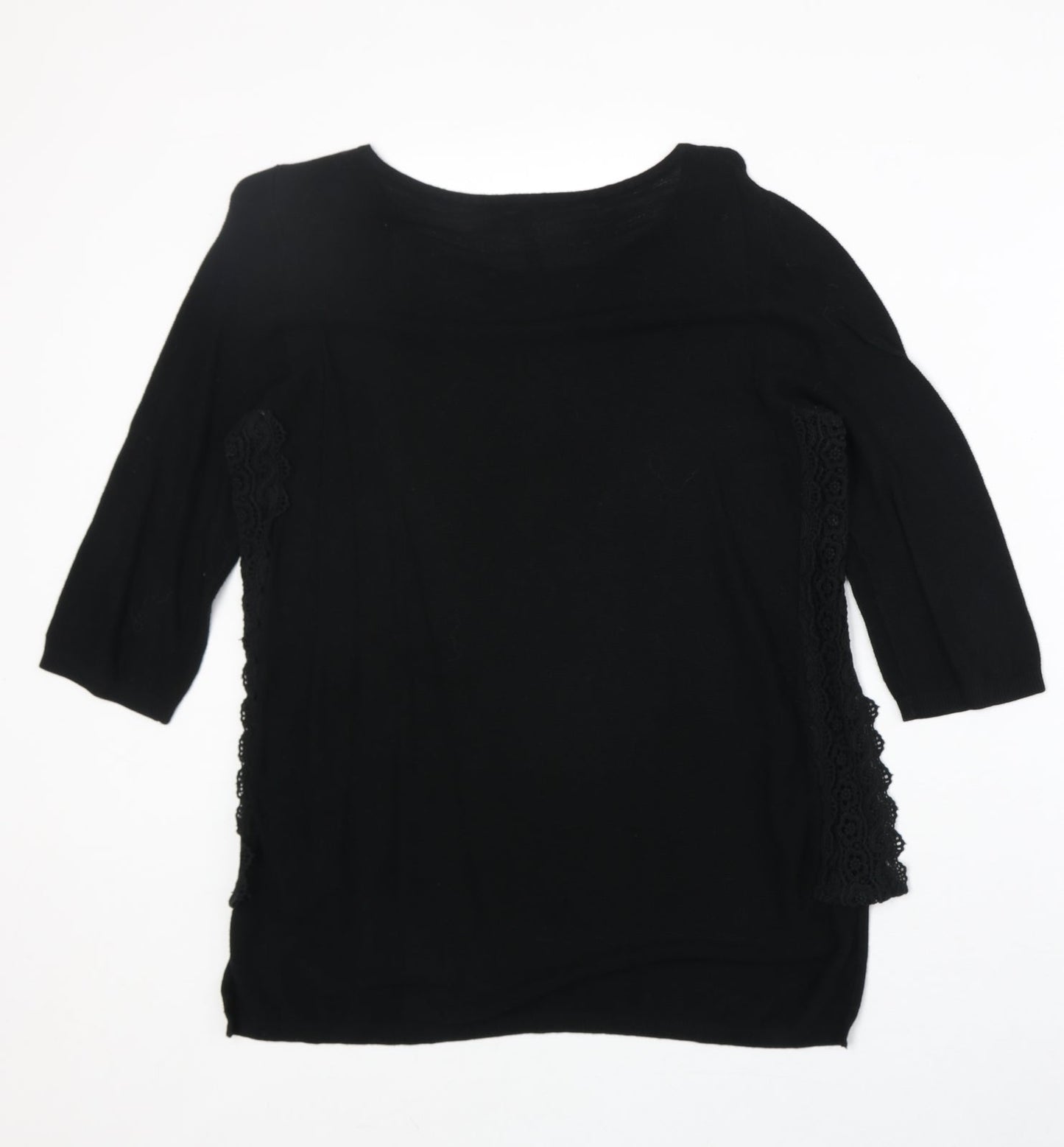 Woolworths Womens Black Round Neck Cotton Pullover Jumper Size M