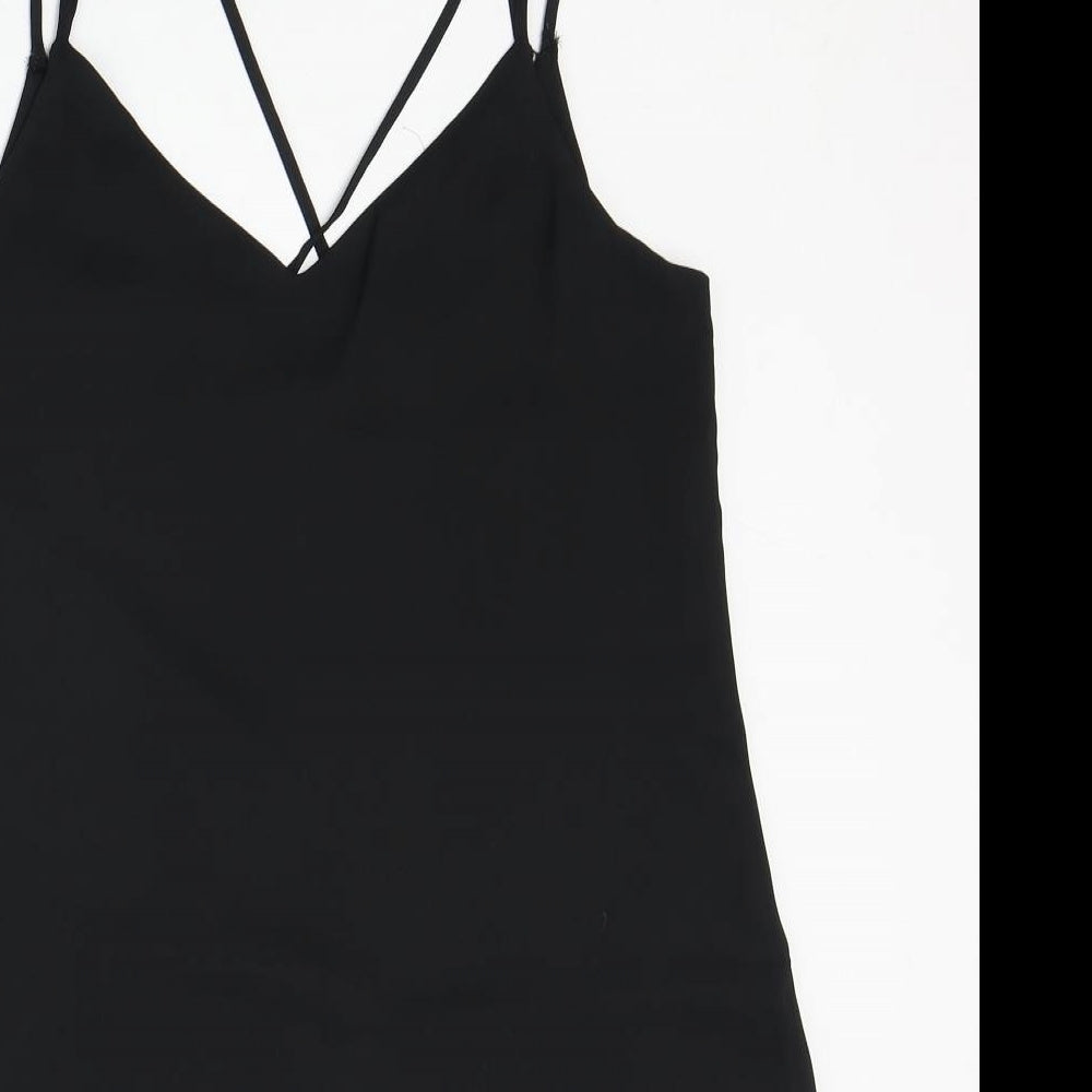 Pimkie Womens Black Polyester Slip Dress Size M V-Neck Pullover