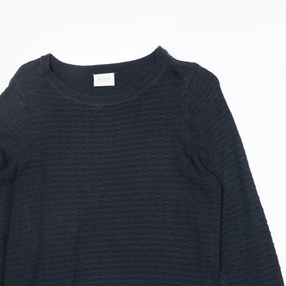 VILA Womens Blue Round Neck Acrylic Pullover Jumper Size M
