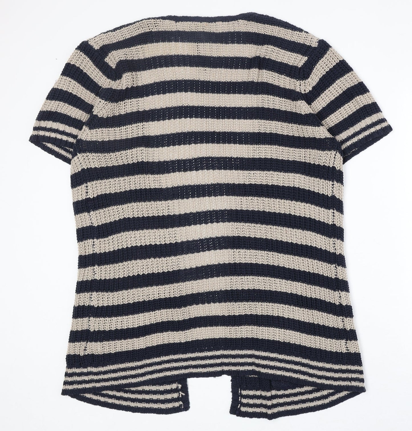Intuition Womens Beige V-Neck Striped Acrylic Cardigan Jumper Size L