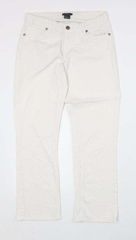 Lindex Womens White Cotton Straight Jeans Size 8 Regular Zip