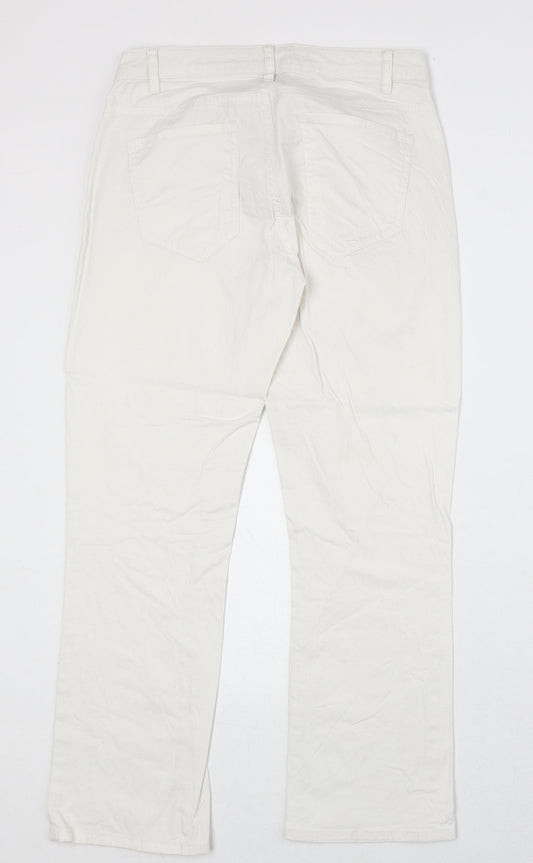 Lindex Womens White Cotton Straight Jeans Size 8 Regular Zip