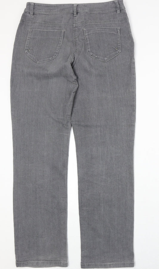 New Collection Womens Green Cotton Straight Jeans Size 10 Regular Zip