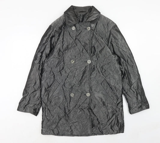 C&A Womens Silver Pea Coat Coat Size 10 Button