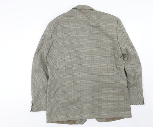 Enrico Mens Grey Plaid Polyester Jacket Blazer Size 44 Regular