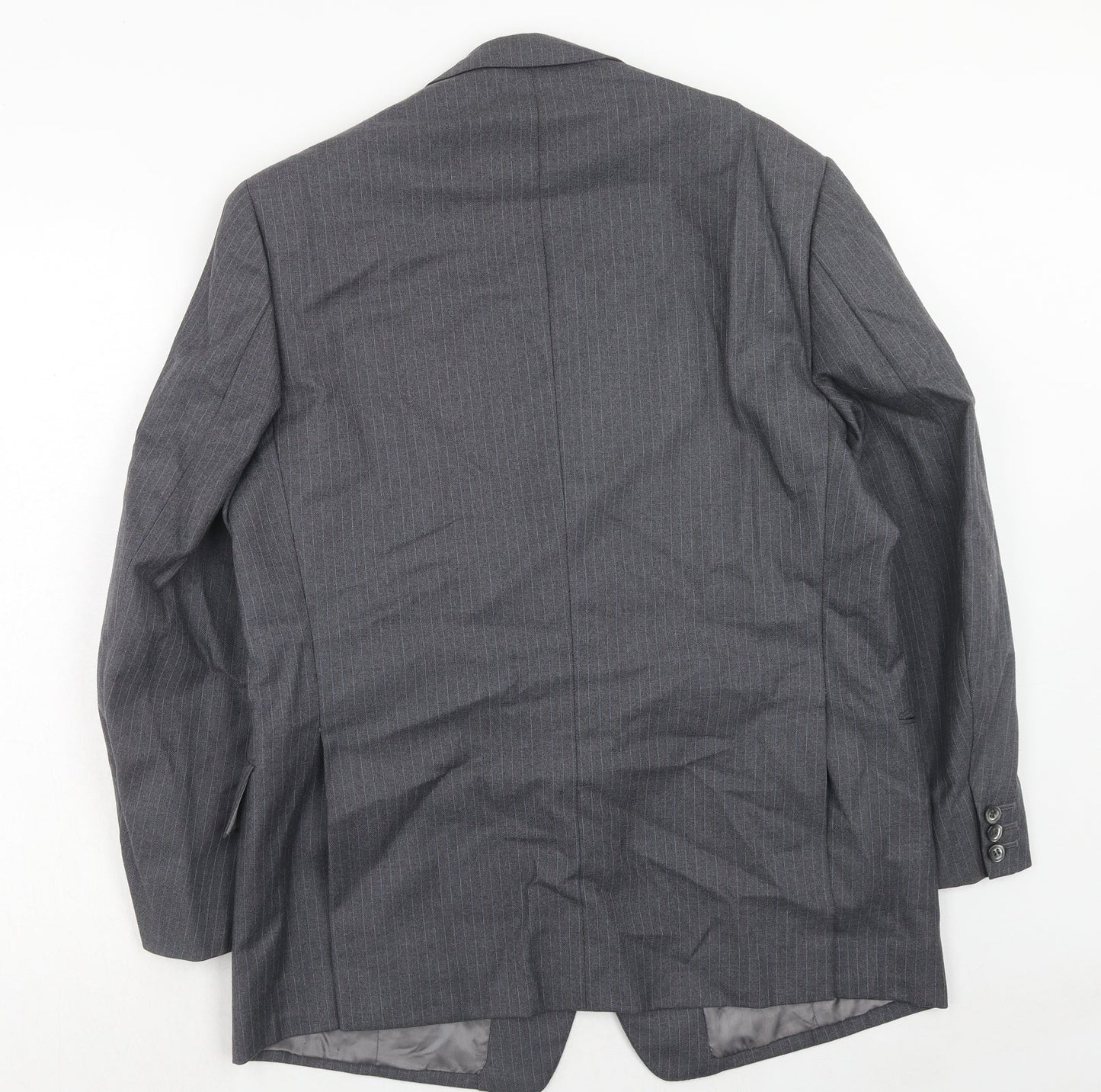 Barney Goodman Mens Grey Striped Polyester Jacket Suit Jacket Size 40 Regular