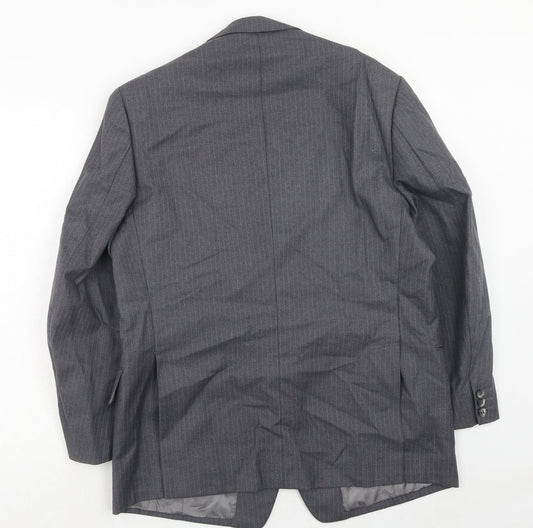 Barney Goodman Mens Grey Striped Polyester Jacket Suit Jacket Size 40 Regular