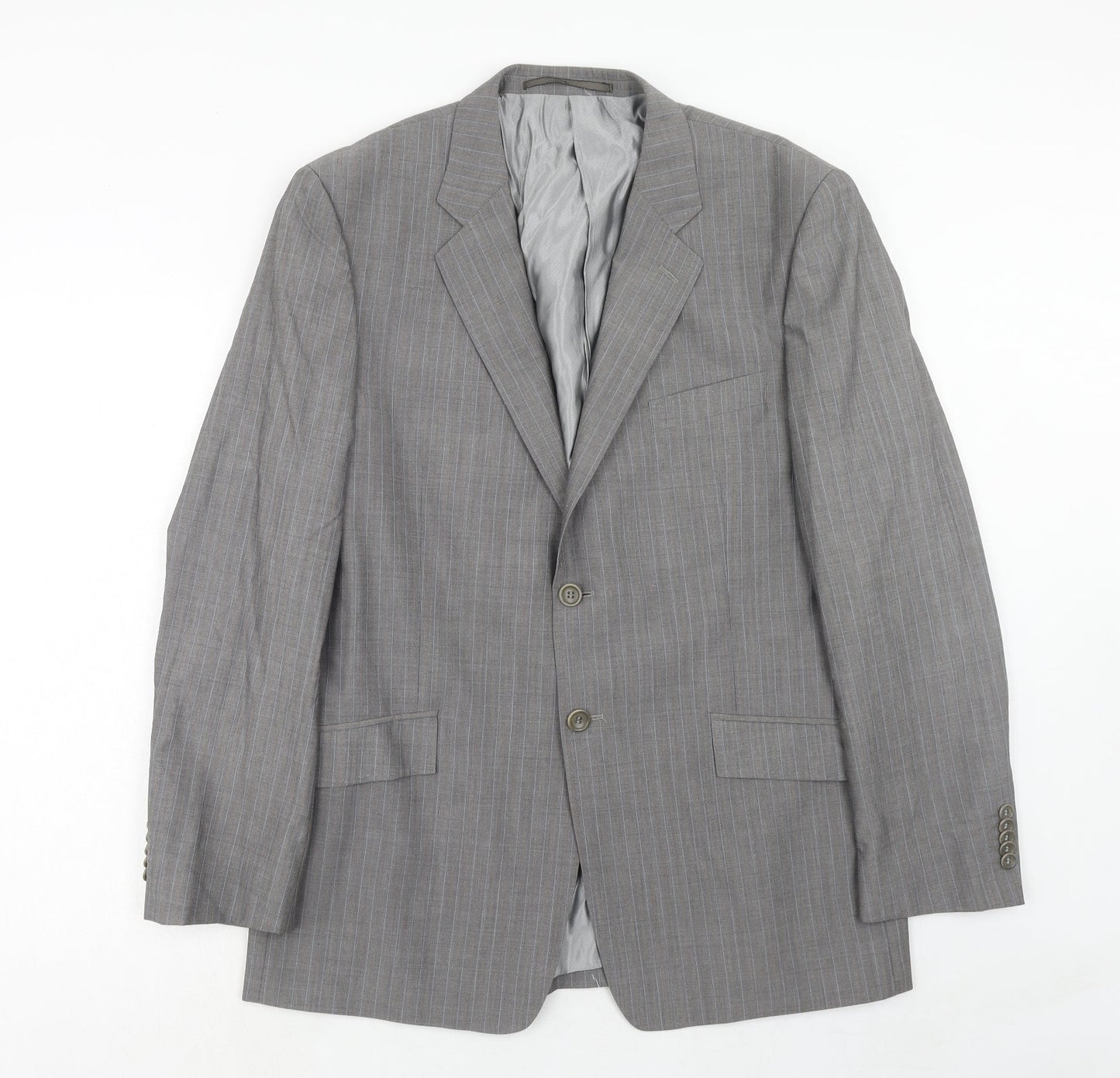 Linea Mens Grey Striped Wool Jacket Suit Jacket Size 42 Regular