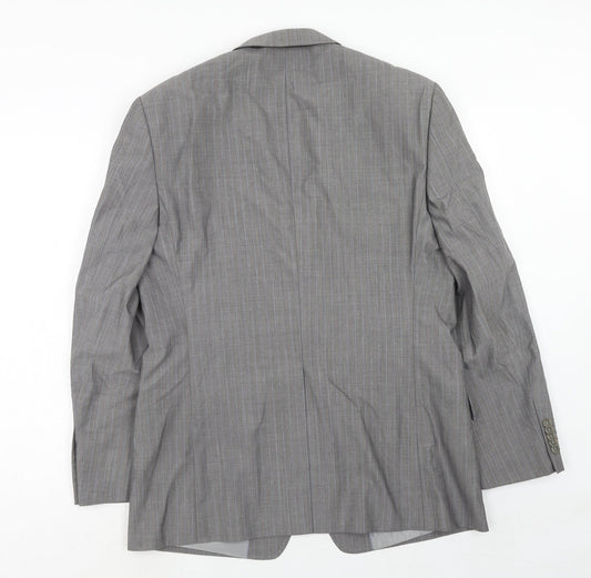 Linea Mens Grey Striped Wool Jacket Suit Jacket Size 42 Regular