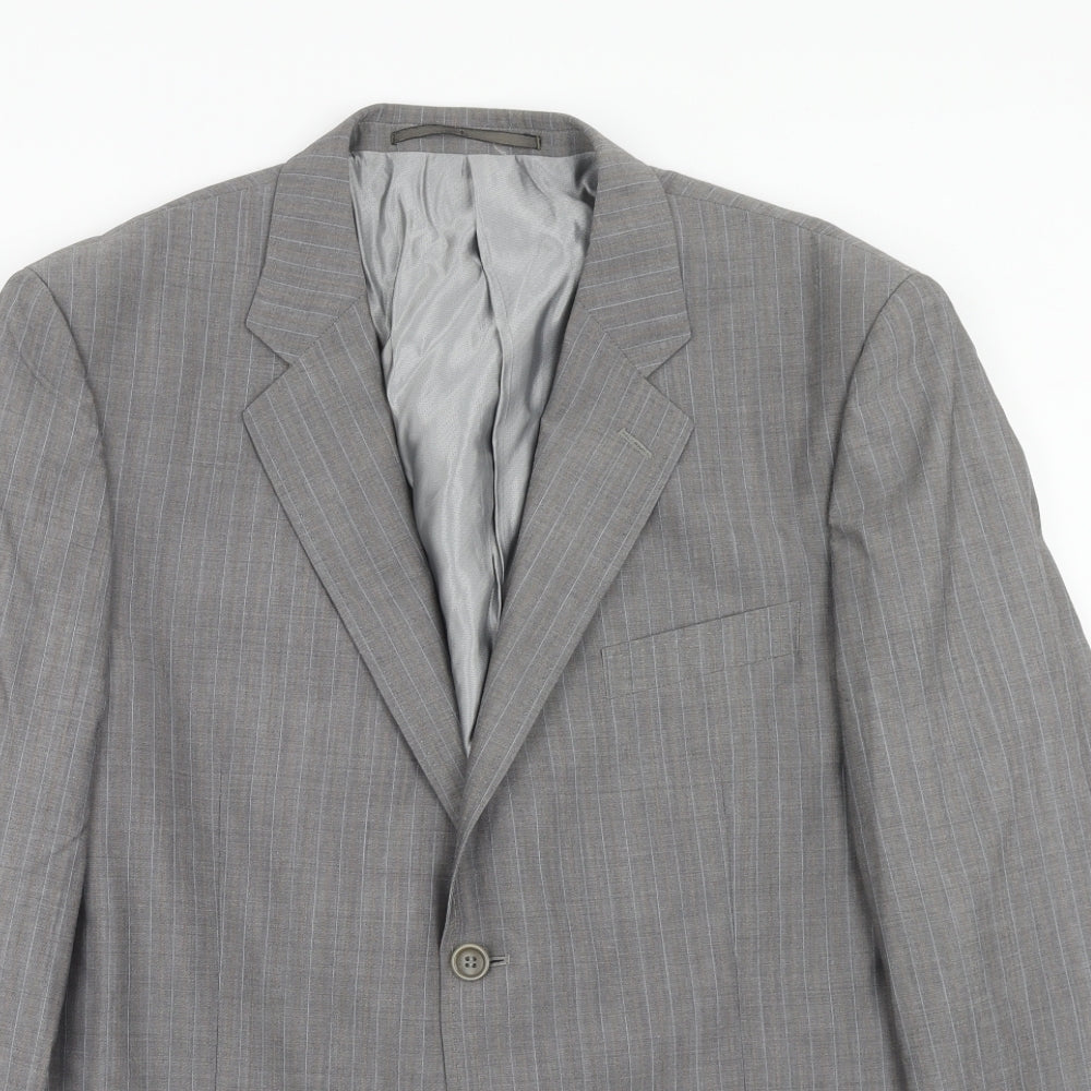 Linea Mens Grey Striped Wool Jacket Suit Jacket Size 42 Regular