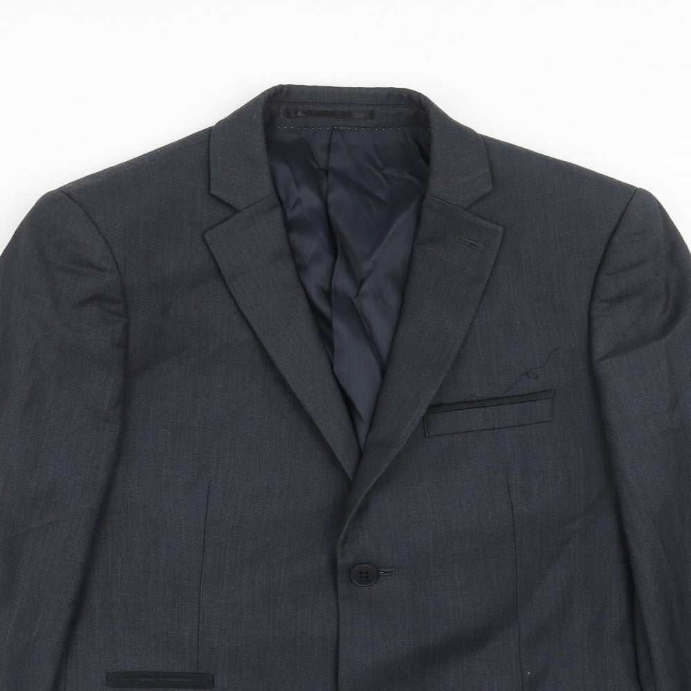 Topman Mens Blue Polyester Jacket Suit Jacket Size 38 Regular