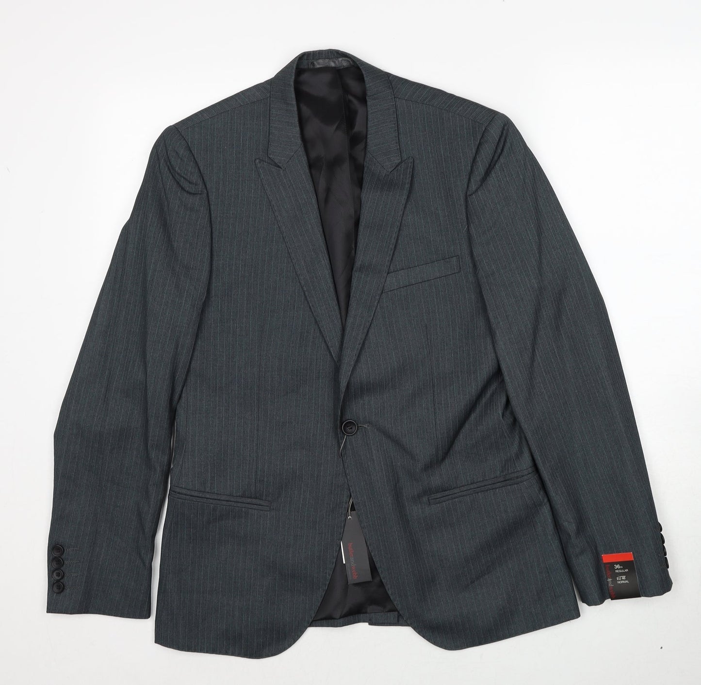 Butler and webb Mens Grey Striped Polyester Jacket Suit Jacket Size 36 Regular