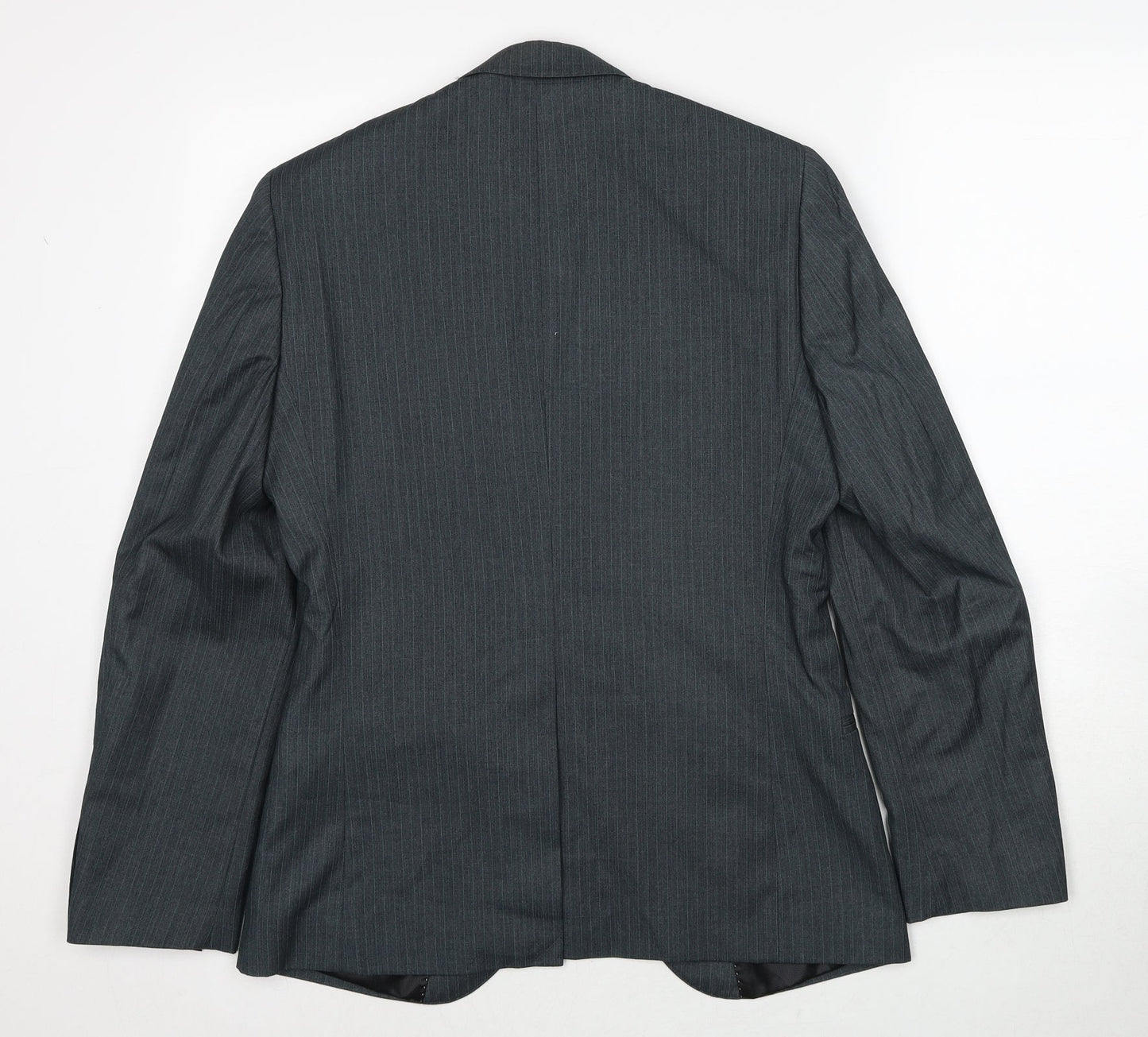 Butler and webb Mens Grey Striped Polyester Jacket Suit Jacket Size 36 Regular