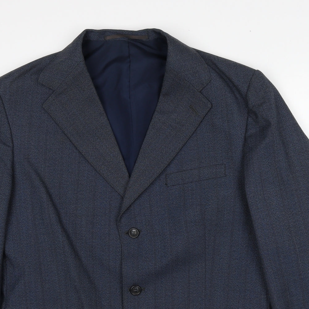 Daniel Davies Mens Blue Striped Wool Jacket Suit Jacket Size 40 Regular