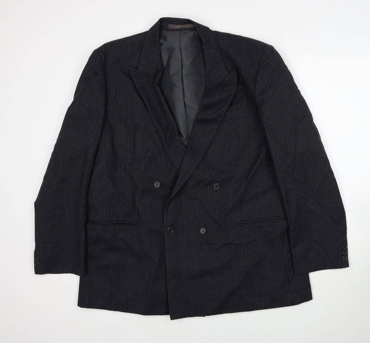 Hodges Mens Grey Striped Wool Jacket Suit Jacket Size 42 Regular