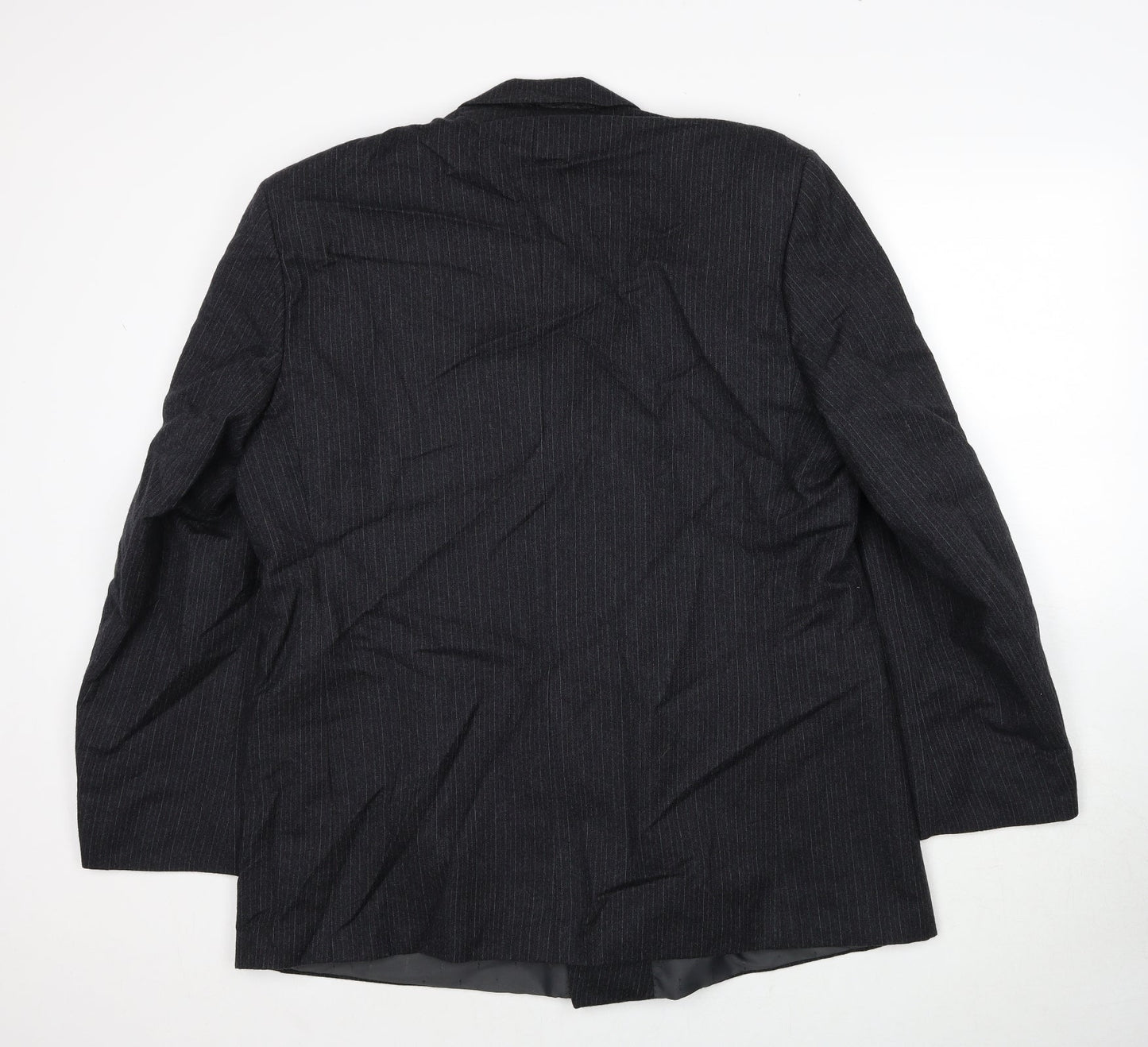 Hodges Mens Grey Striped Wool Jacket Suit Jacket Size 42 Regular