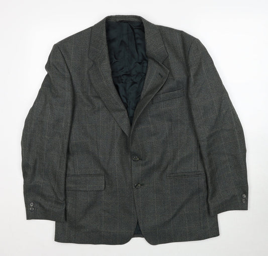 Preworn Mens Green Check Polyester Jacket Suit Jacket Size 40 Regular