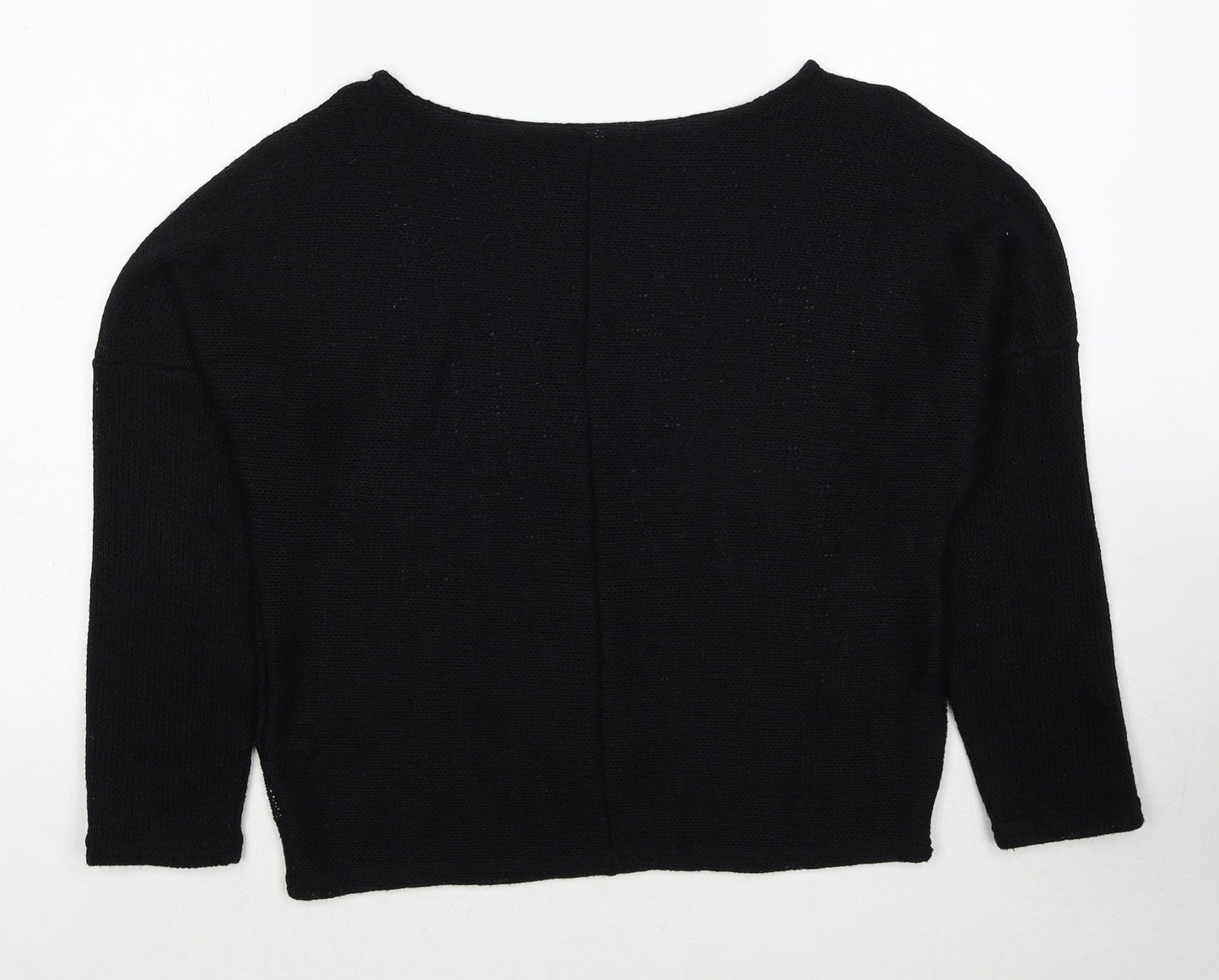 Preworn Womens Black Round Neck Cotton Pullover Jumper Size M