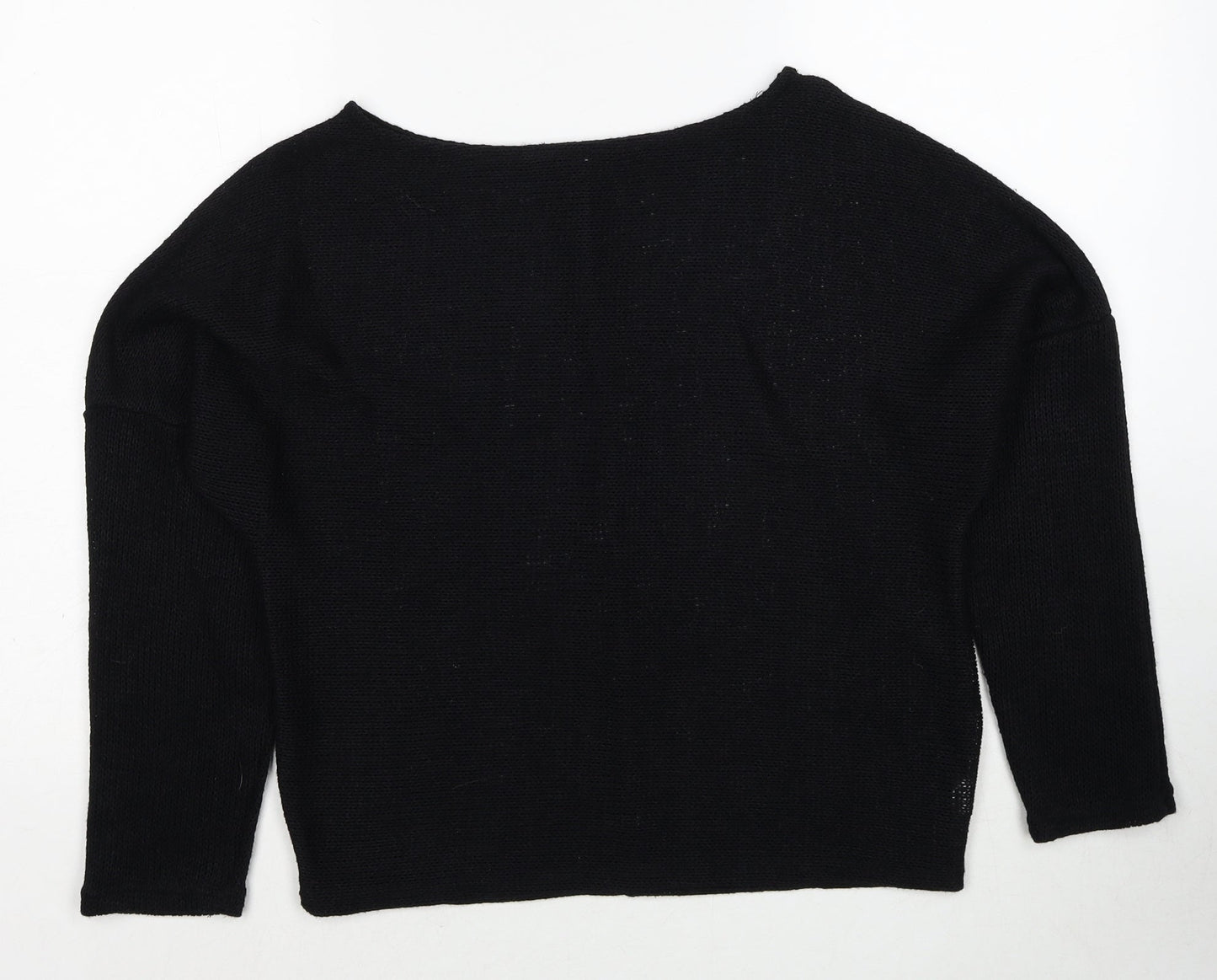 Preworn Womens Black Round Neck Cotton Pullover Jumper Size M