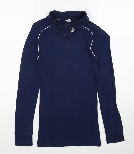 Medico Fashion Womens Blue Cotton Pullover Sweatshirt Size 8 Zip