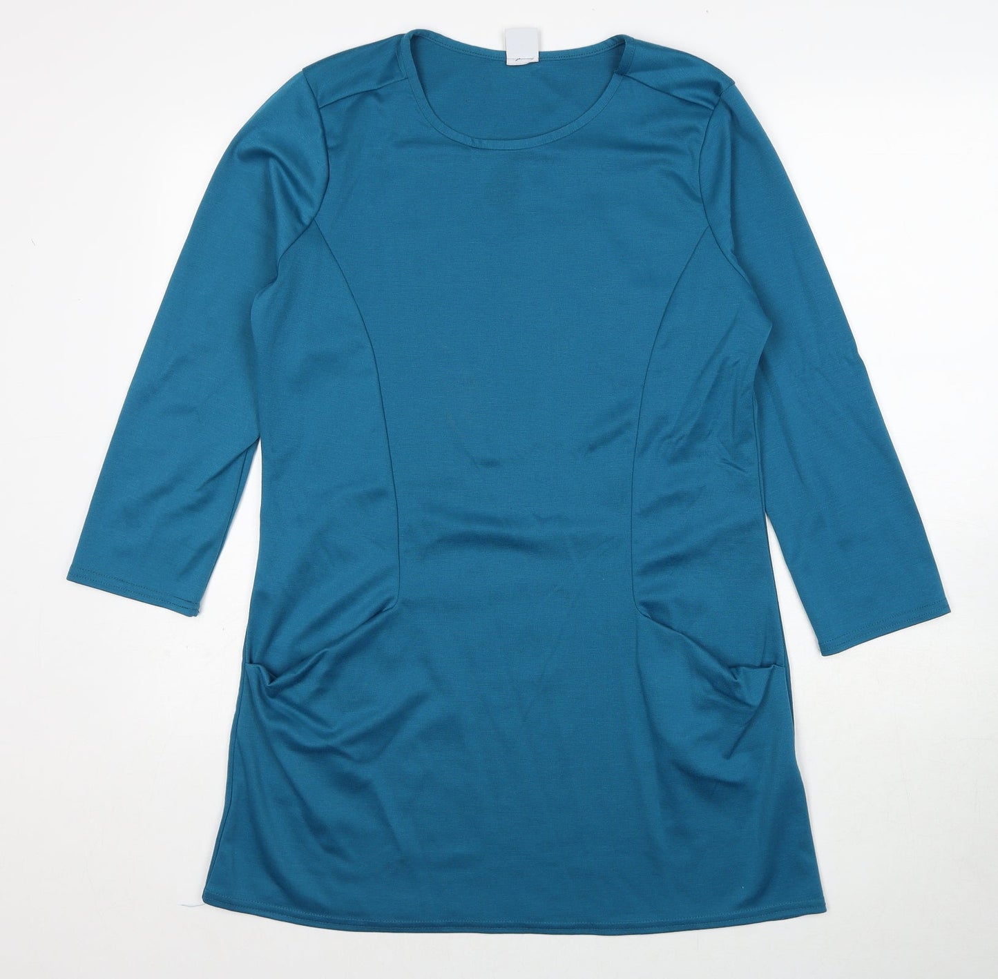 Stock Shop Womens Blue Polyester A-Line Size M Round Neck Pullover
