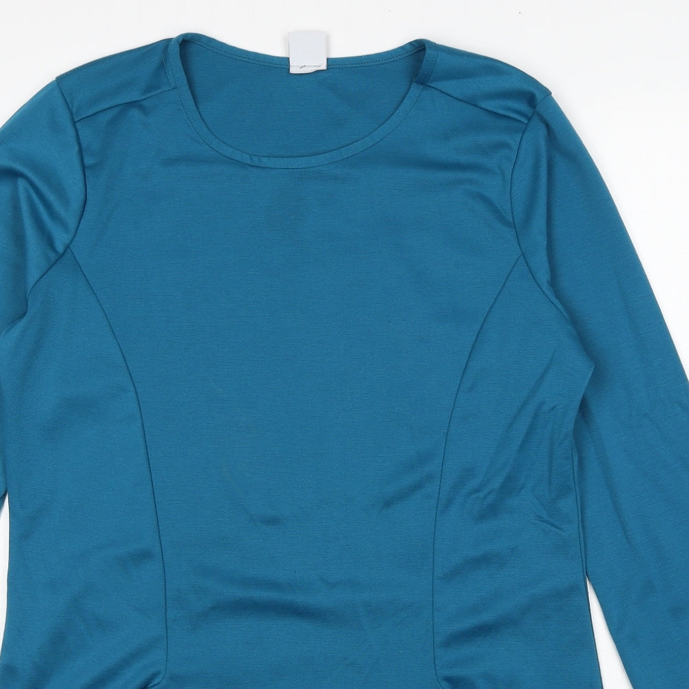Stock Shop Womens Blue Polyester A-Line Size M Round Neck Pullover