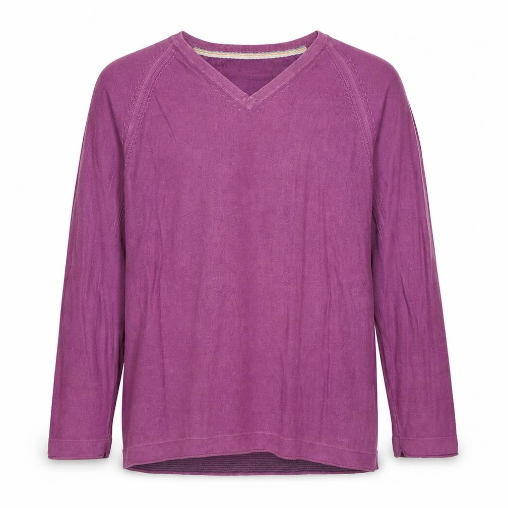 Marks and Spencer Mens Purple V-Neck Cotton Pullover Jumper Size L Long Sleeve