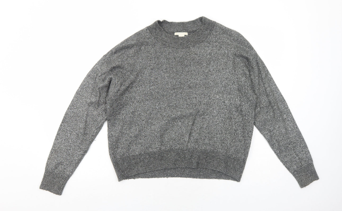 H&M Womens Grey Round Neck Acrylic Pullover Jumper Size S