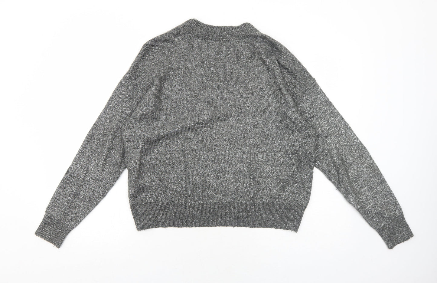 H&M Womens Grey Round Neck Acrylic Pullover Jumper Size S
