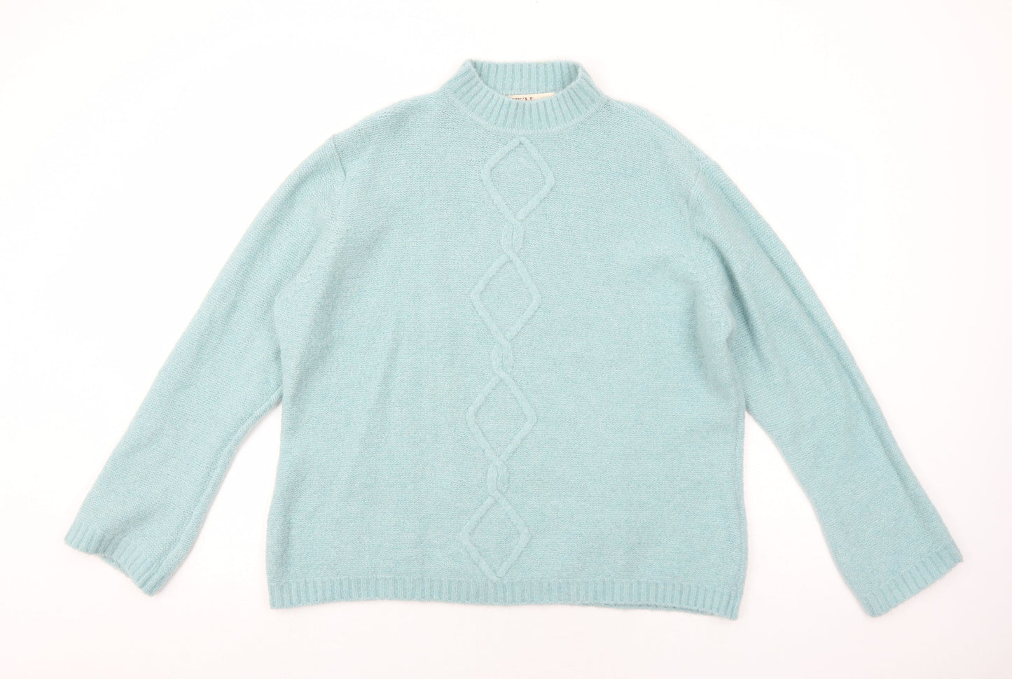 EWM Womens Blue Mock Neck Acrylic Pullover Jumper Size XL