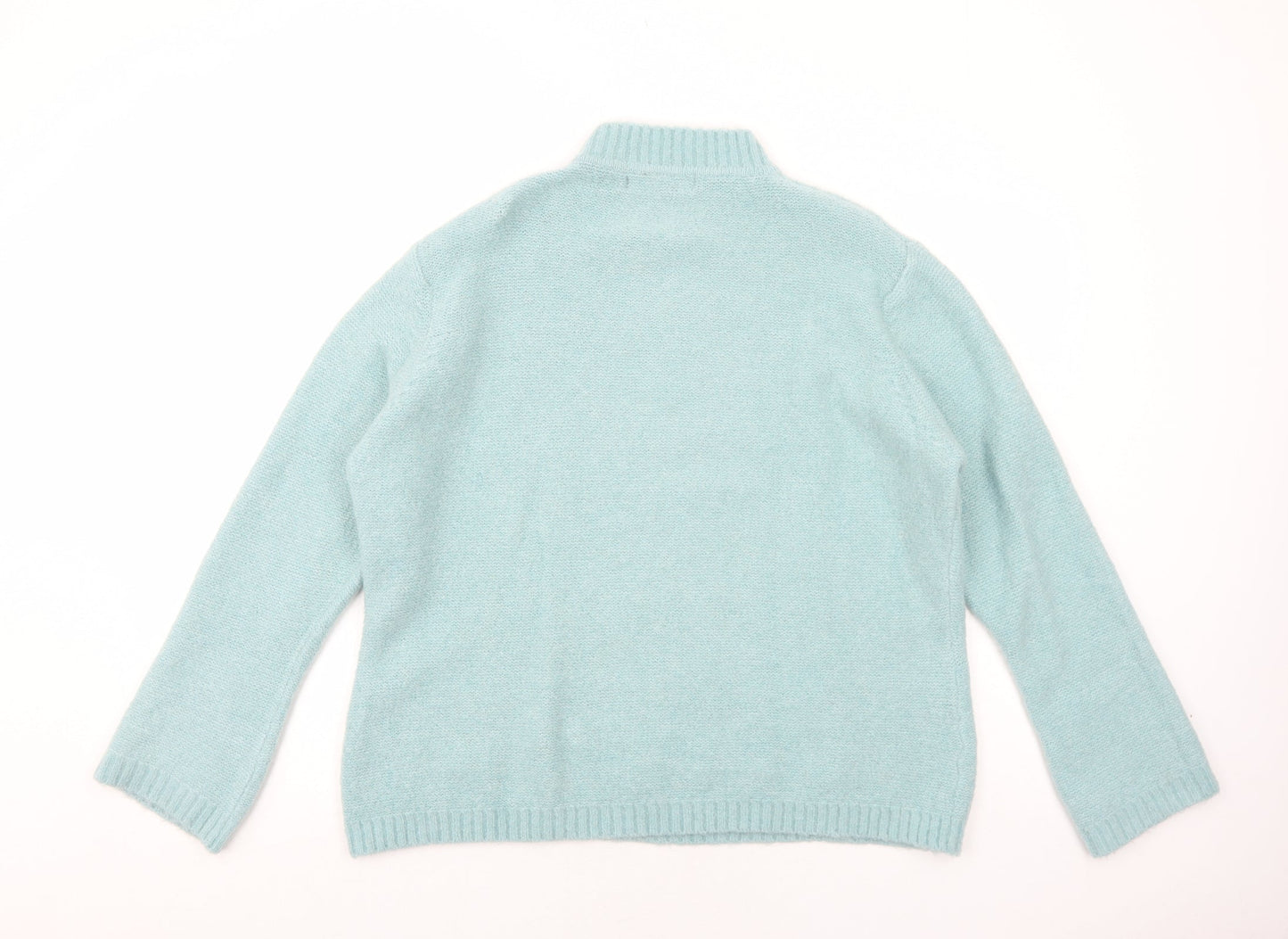 EWM Womens Blue Mock Neck Acrylic Pullover Jumper Size XL