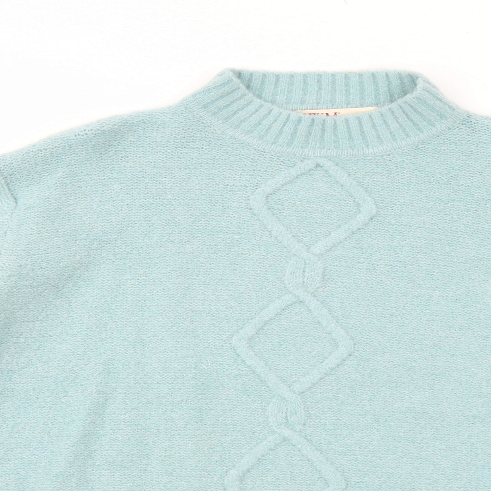 EWM Womens Blue Mock Neck Acrylic Pullover Jumper Size XL