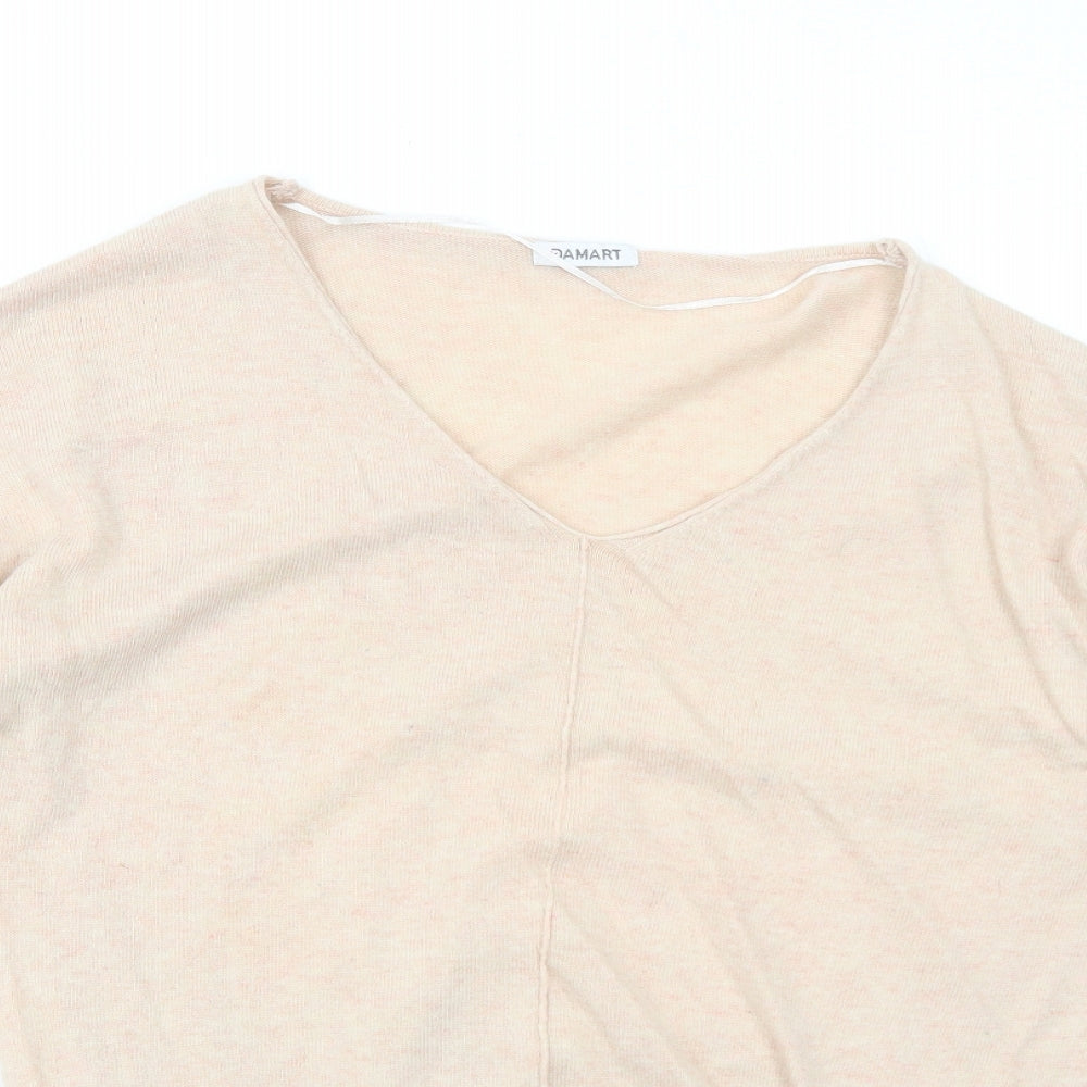 Damart Womens Pink V-Neck Nylon Pullover Jumper Size 10