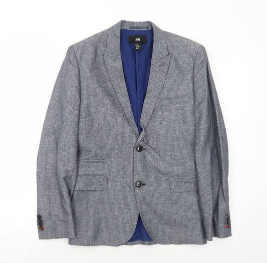 H&M Mens Blue Polyester Jacket Suit Jacket Size 36 Regular
