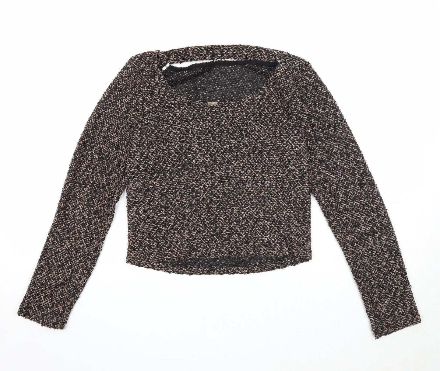 BSB Womens Brown Round Neck Geometric Cotton Pullover Jumper Size M - Open Back