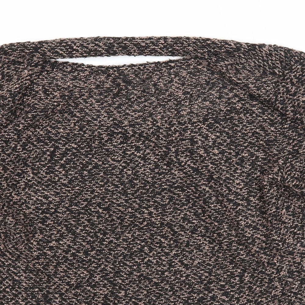 BSB Womens Brown Round Neck Geometric Cotton Pullover Jumper Size M - Open Back
