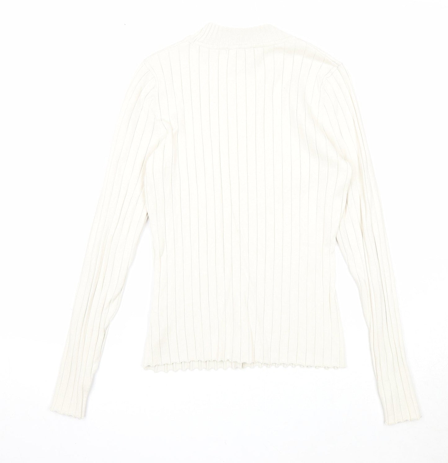 H&M Womens Ivory Round Neck Viscose Pullover Jumper Size S