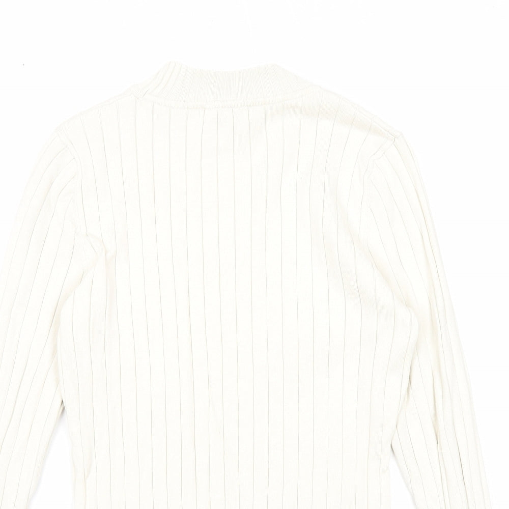 H&M Womens Ivory Round Neck Viscose Pullover Jumper Size S