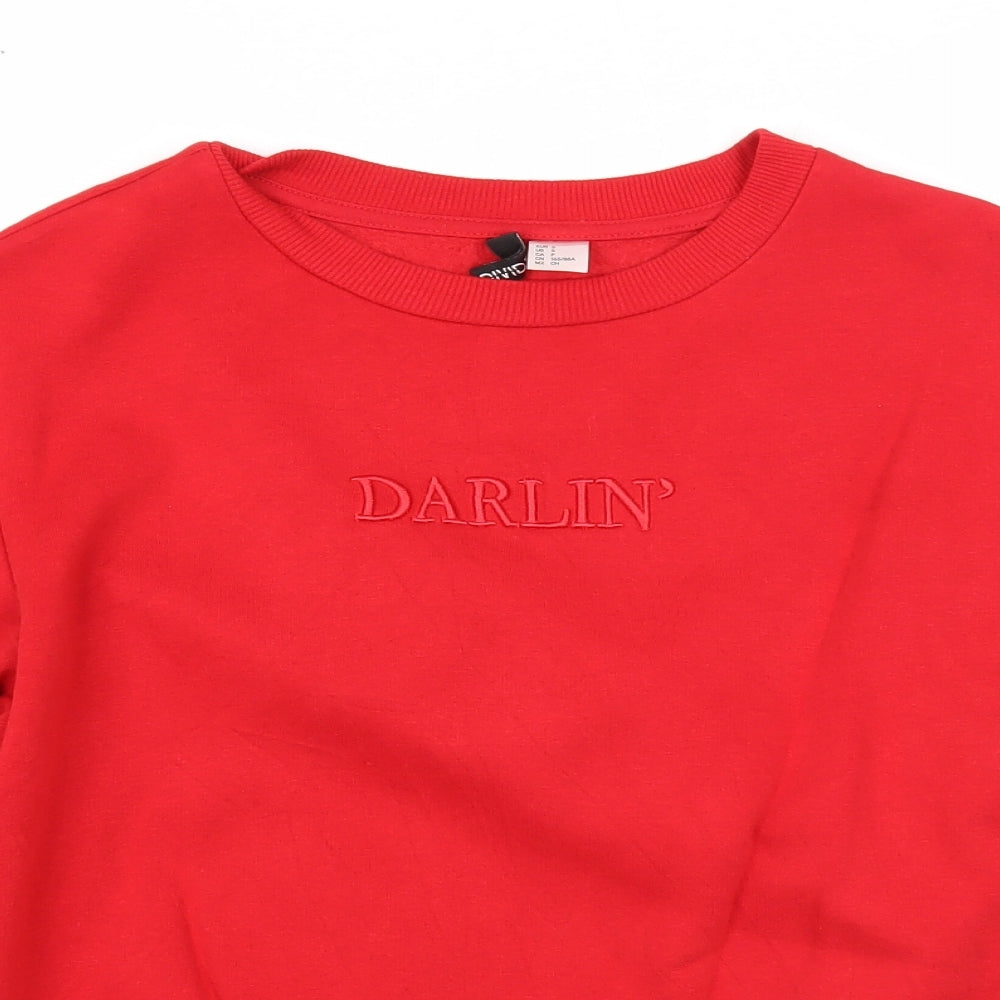 Divided Womens Red Cotton Pullover Sweatshirt Size S Pullover - Darlin