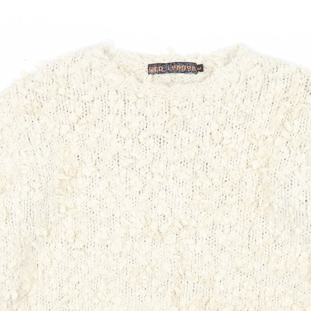 QED London Womens Beige Round Neck Polyester Pullover Jumper Size M