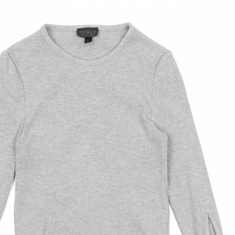 Topshop Womens Grey Round Neck Polyester Pullover Jumper Size 10