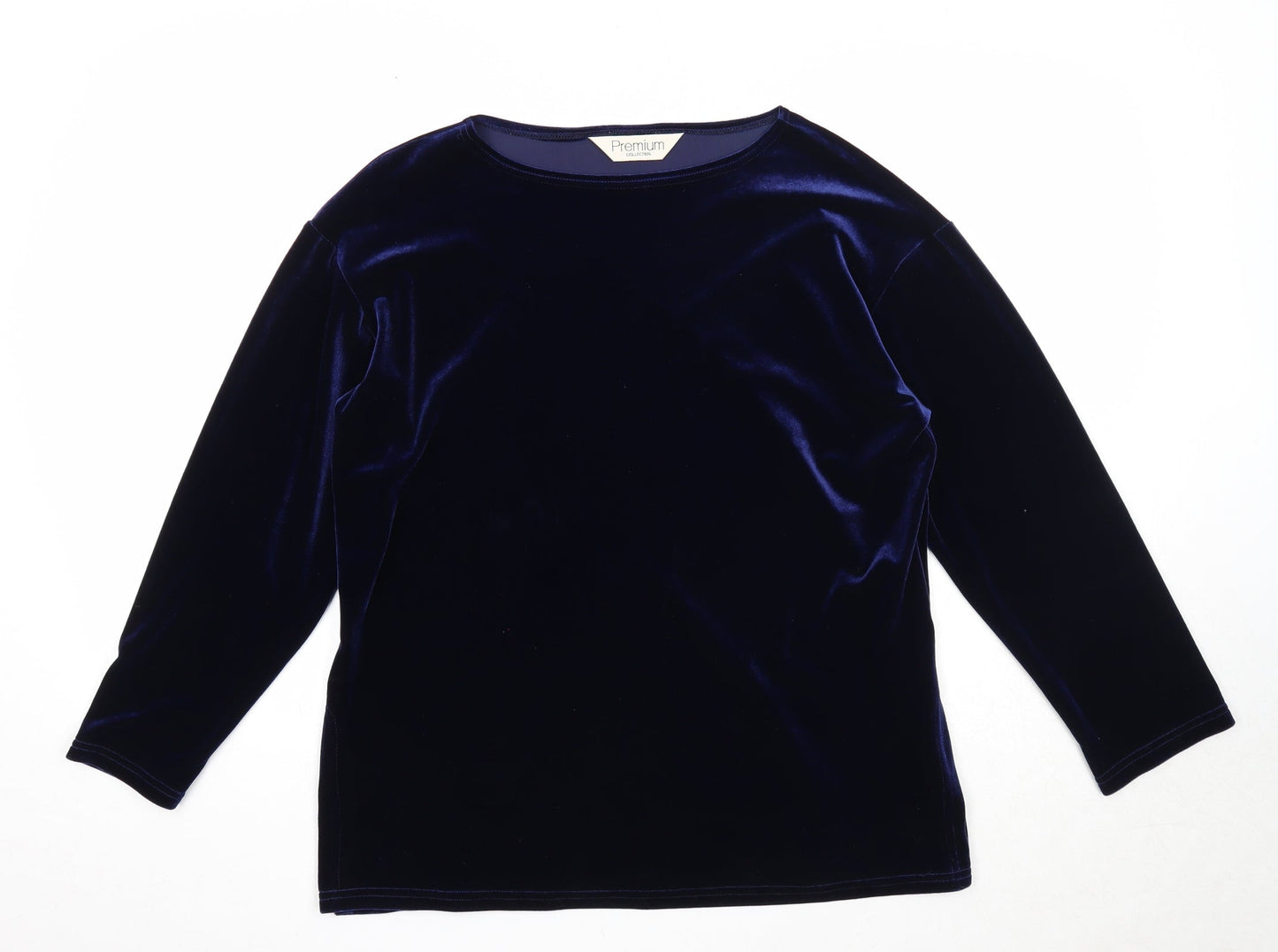 Premium Womens Blue Round Neck Polyester Pullover Jumper Size 12