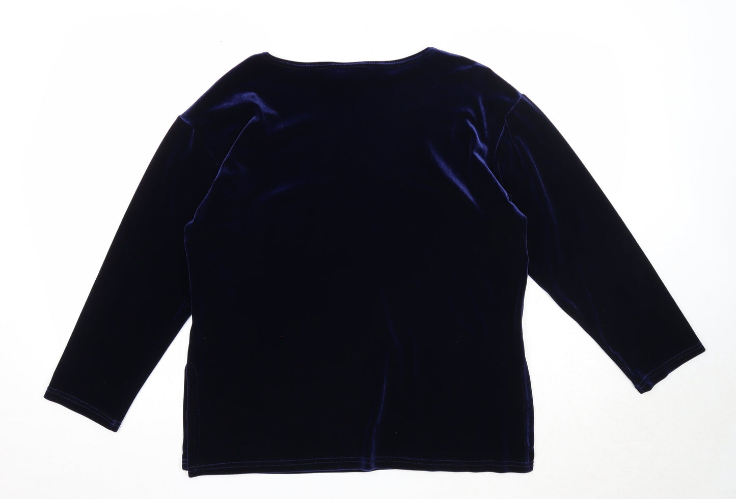 Premium Womens Blue Round Neck Polyester Pullover Jumper Size 12
