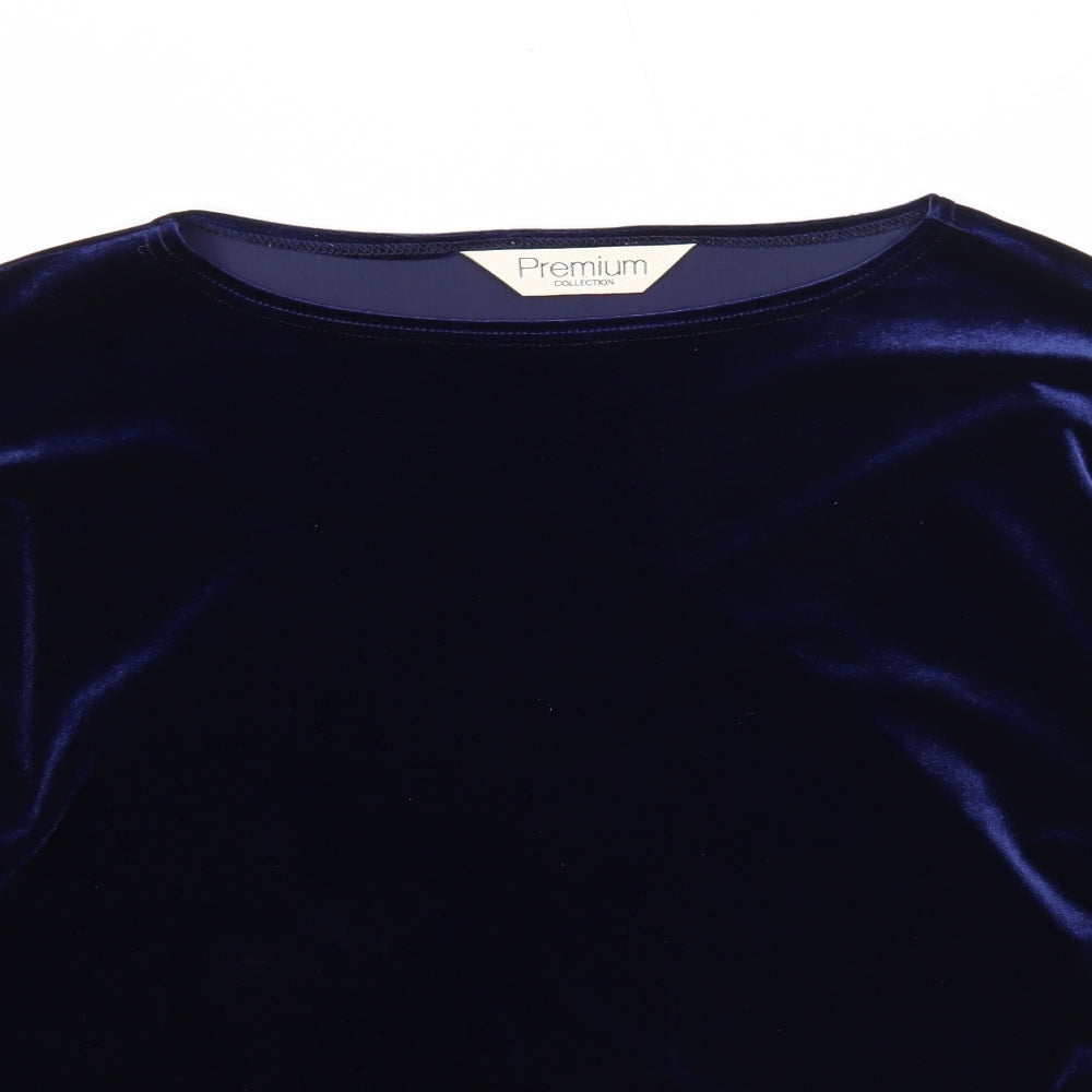 Premium Womens Blue Round Neck Polyester Pullover Jumper Size 12