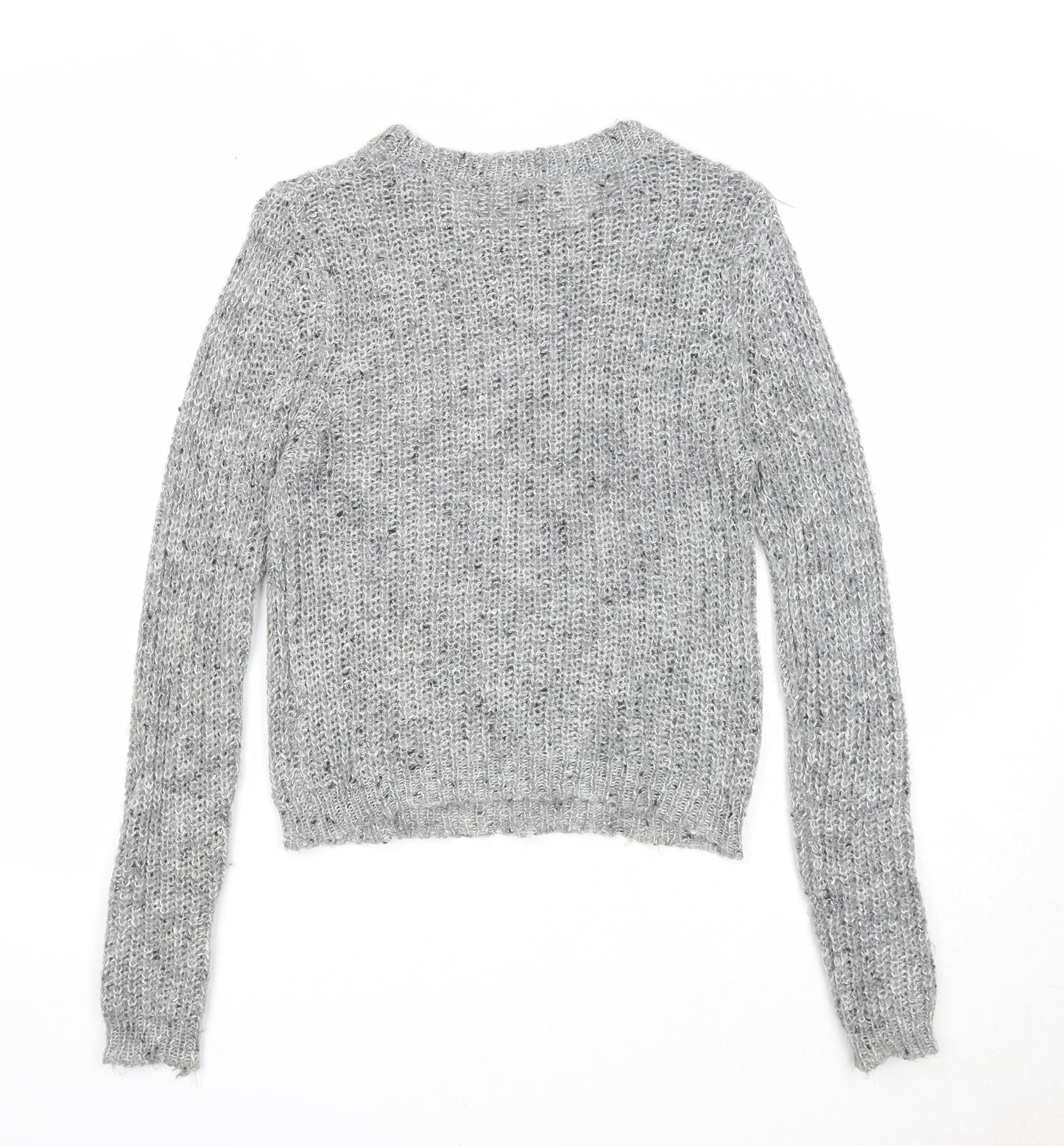 Divided Womens Grey Round Neck Acrylic Pullover Jumper Size XS