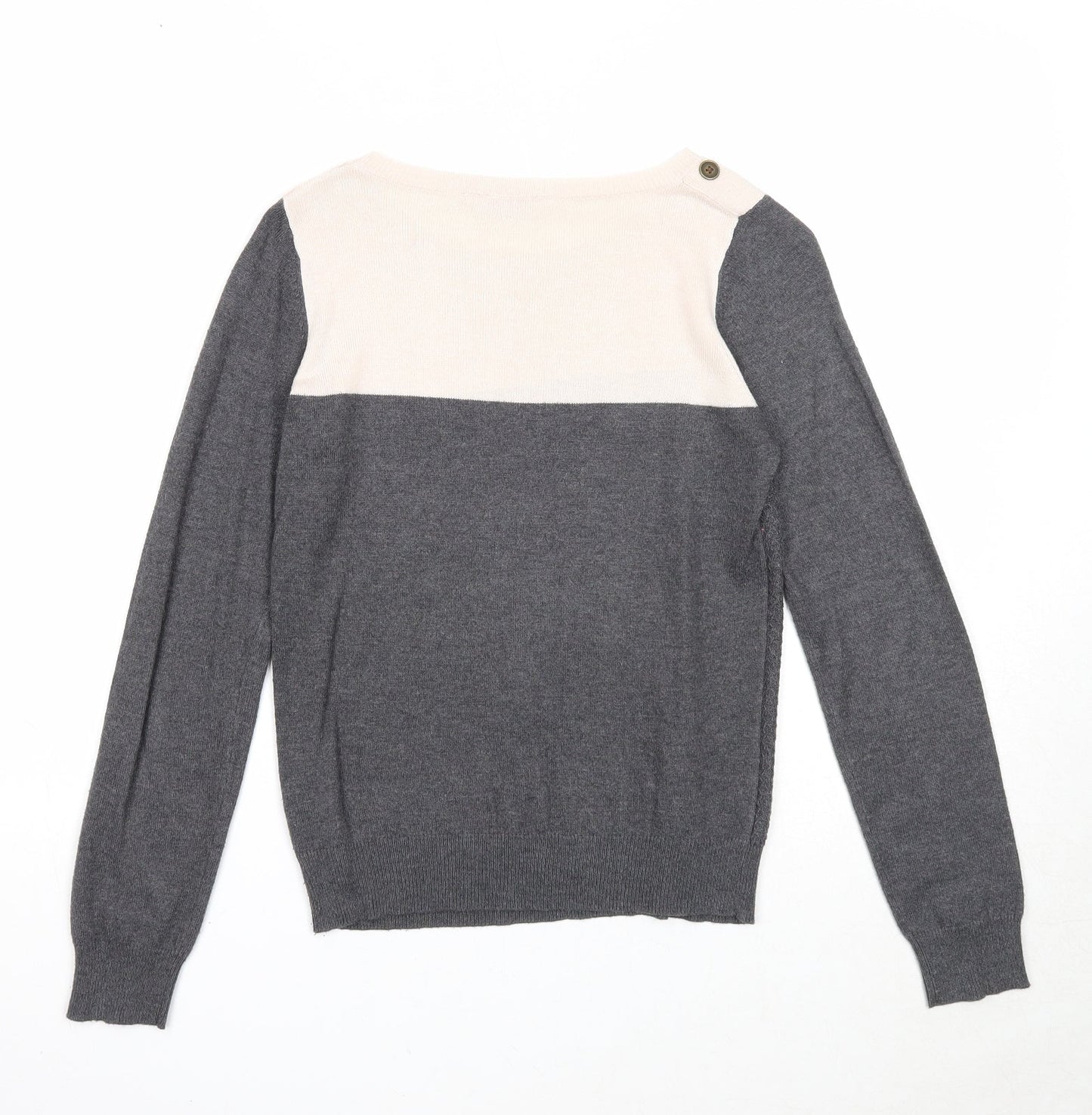 Dorothy Perkins Womens Grey Round Neck Viscose Pullover Jumper Size 8