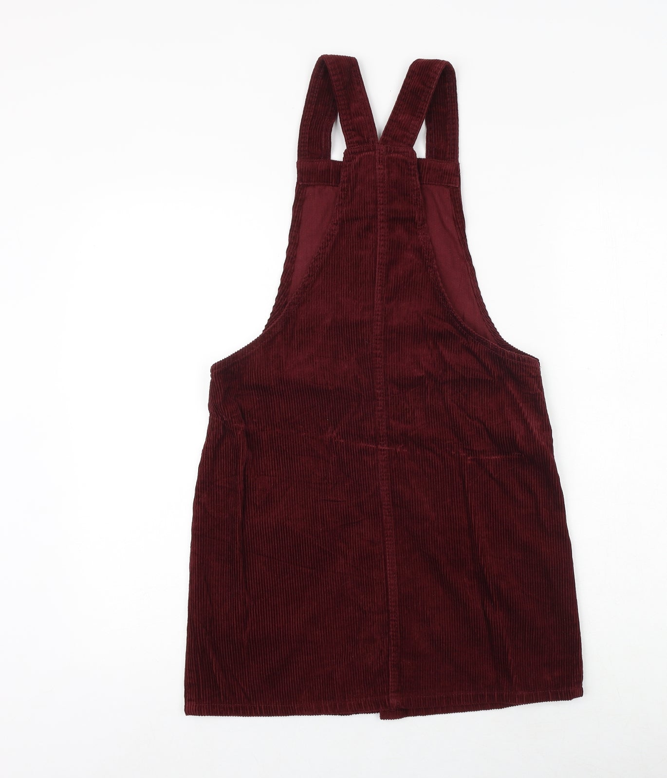 Denim & Co. Womens Red 100% Cotton Pinafore/Dungaree Dress Size 8 Square Neck Button