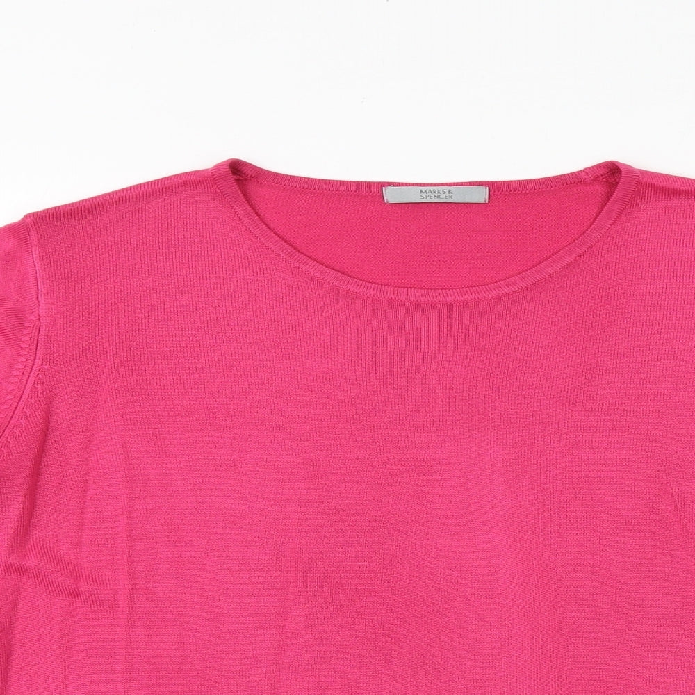 Marks and Spencer Womens Pink Boat Neck Acrylic Pullover Jumper Size 16